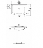 Shetland 600x500mm 2TH Basin & Full Pedestal