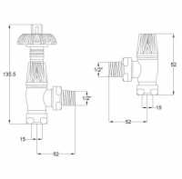 Bayswater Traditional Angled Thermostatic Radiator Valve Set - Rounded - Chrome