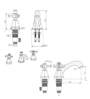 Burlington Kensington Traditional Three Hole Basin Mixer Tap