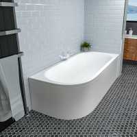 Beaufort Biscay 1700 x 800mm Double Ended J Shaped Bath - Right Hand