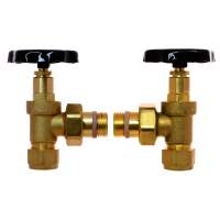 DQ Essential Manual Angled Brass & Black Radiator Valves