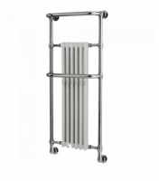 Blenheim Traditional Towel Radiator, 574 x 1362, Chrome & White, Holborn London 1855