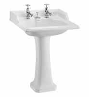 Burlington Classic 65cm Square Basin with Invisible Overflow & Pedestal