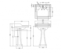 Burlington Classic 65cm Square Basin & Pedestal