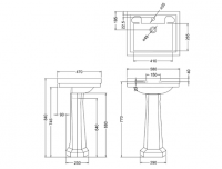 Burlington Classic 65cm Square Basin with Invisible Overflow & Pedestal