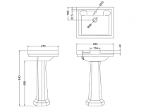 Burlington Contemporary 58cm Basin & Semi Pedestal 