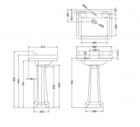 Burlington Contemporary 58cm Basin & Regal Pedestal