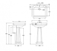 Burlington Victorian 56cm Basin & Regal Pedestal