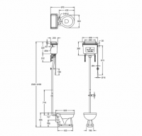 Burlington High Level WC with White Aluminium Cistern and Fittings P2 T59 T30CHR