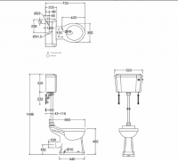 Burlington Medium Level WC with White Ceramic Cistern P5 C1 T33CHR