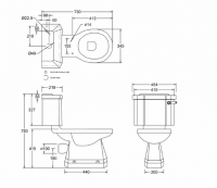 Burlington Close Coupled WC & White Ceramic Cistern with Chrome Push Button P5 C2