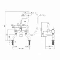 Abacus Ki 3 Hole Brushed Nickel Deck Mounted Bath Mixer Tap