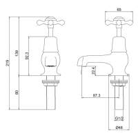 Burlington Claremont Traditional Bath Filler Tap - Black Handles