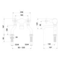 Burlington Claremont Regent 3" Cloakroom Basin Taps CLR1