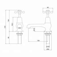 Burlington Kensington 5" Long Nose Traditional Basin Taps