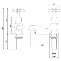 Burlington Claremont Traditional 5" Basin Pillar Taps With Black handles CL2BLA