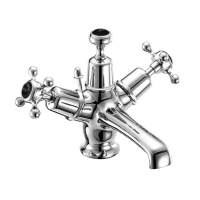 Burlington Claremont Traditional Basin Monobloc Basin Tap with Black Handles & Pop Up Waste - CL4BLA