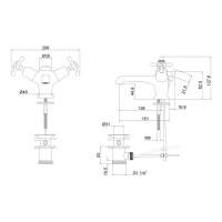 Burlington Claremont Traditional Bath Taps - Black Handles CL3BLA