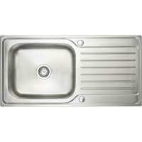 Prima Deep 1 Bowl & Drainer Inset Kitchen Sink - Polished Steel