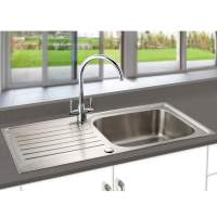 Prima Deep 1.5 Bowl & Drainer Inset Kitchen Sink - Polished Steel