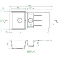 Prima+ Granite 1.5 Bowl & Drainer Inset Kitchen Sink - Light Grey