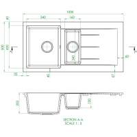 Prima+ Granite 1.5 Bowl & Drainer Inset Kitchen Sink - Gun Metal