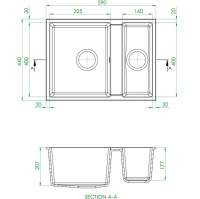 Prima+ Granite 1.5 Bowl Undermount Kitchen Sink - Light Grey