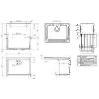 NUIE Butler Fireclay Sink with Stepped Weir, Tap hole and Overflow 895 x 550 x 220mm