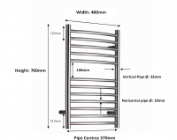 700 x 620mm Sussex Ouse Stainless Steel Towel Rail - JIS Europe