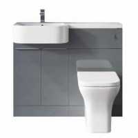 Carlo 1000 P Shape Bathroom Vanity & Toilet Unit - Matt Grey - Left Hand