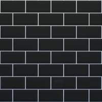 Charcoal Black Bevelled Metro Reflect Tile Wall Panels