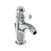 Burlington Chelsea Monobloc Bidet Mixer Tap with White Lever & Pop Up Waste - CH23