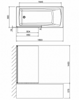 Abacus E Series Two Part Bath Screen - Chrome Towel Bar