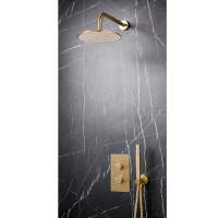 Nuie Square Shower Wall Arm Brushed Brass