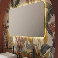 HiB Arcane Pill 50 Illuminated Mirror - Brushed Brass