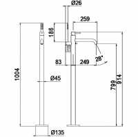 Vema Maira Chrome Floor Standing Bath Shower Mixer Tap (DITB1098) 