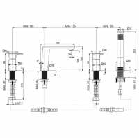 Abacus Ki 3 Hole Brushed Nickel Deck Mounted Bath Mixer Tap