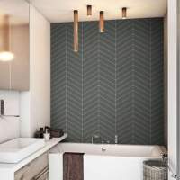 Charcoal Black Chevron Reflect Tile Wall Panels