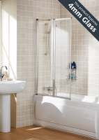 Square Bath Screen With Towel Rail - 944 x 1500mm - Silver - Coastline - Lakes Showering Spaces