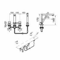 Abacus Ki 3 Hole Chrome Deck Mounted Bath Mixer Tap