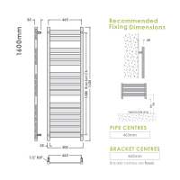 Eastbrook Wingrave 1600 x 600 Chrome Towel Radiator