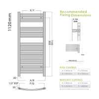 Abacus Elegance Radius Towel Rail 1120 x 600mm - White