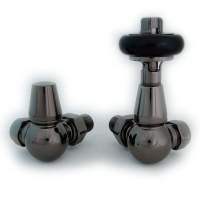 DQ Enzo Manual Corner with Black Heads in Black Nickel Radiator Valves