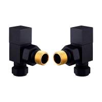 DQ Essential Manual Square Angled Black Radiator Valves