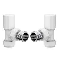 DQ Essential Manual Angled White Radiator Valves