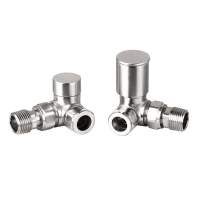 DQ Essential Manual Corner Brushed Nickel Radiator Valves