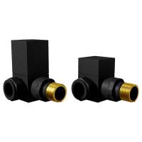 DQ Essential Manual Square Corner Black Radiator Valves