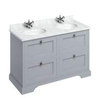 Burlington 130cm Grey 4 Door Vanity Unit - Minerva Worktop