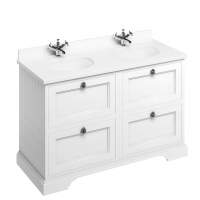 Burlington 130cm Matt White 4 Drawer Vanity Unit With Minerva Worktop