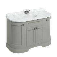 Burlington 134cm Matt White 4 Door Curved Vanity Unit With Minerva Worktop